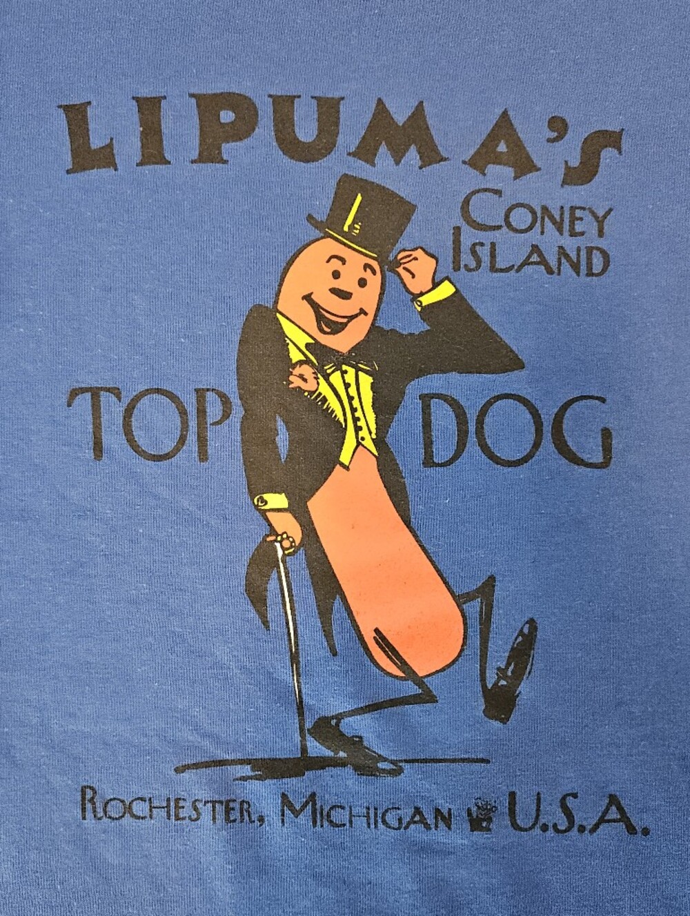 Lipuma's Top Dog Coney Island Graphic Tee royal blue